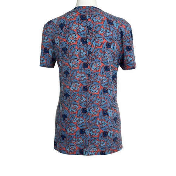 Tory Burch Pima Cotton V-Neck Sea Coral Artemis Short Sleeve T Shirt Top (S) - Picture 4 of 10